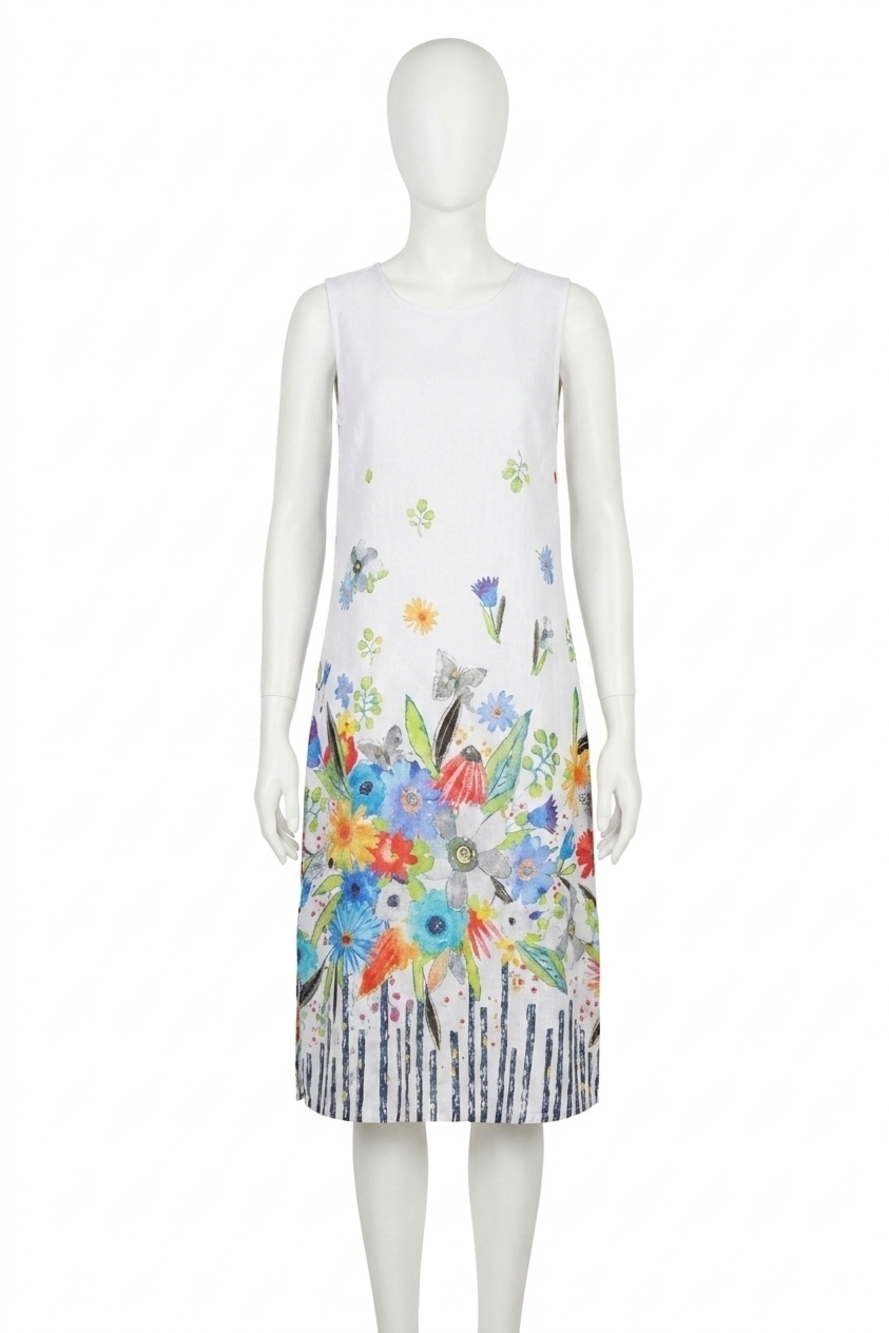 NEW DOLCEZZA new bouquet coming soon sleeveless linen dress in white